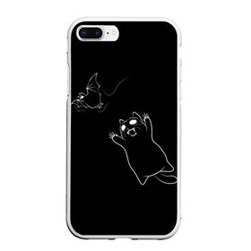 Чехол для iPhone 7Plus/8 Plus матовый с принтом Cat Monster в Новосибирске, Силикон | Область печати: задняя сторона чехла, без боковых панелей | cat | halloween | арт | животные | кот | котик | кошки | монстр | мышь | праздник | хэллоуин | черно белый