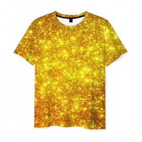 Мужская футболка 3D с принтом Золотой блеск в Новосибирске, 100% полиэфир | прямой крой, круглый вырез горловины, длина до линии бедер | abstraction | gold | rich | texture | богатство | золотая абстракция | золото | кубики | текстура