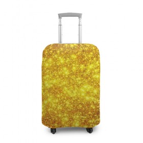 Чехол для чемодана 3D с принтом Золотой блеск в Новосибирске, 86% полиэфир, 14% спандекс | двустороннее нанесение принта, прорези для ручек и колес | abstraction | gold | rich | texture | богатство | золотая абстракция | золото | кубики | текстура