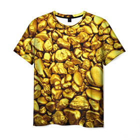 Мужская футболка 3D с принтом Золотые камешки в Новосибирске, 100% полиэфир | прямой крой, круглый вырез горловины, длина до линии бедер | abstraction | gold | rich | texture | богатство | золотая абстракция | золото | кубики | текстура