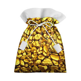 Подарочный 3D мешок с принтом Золотые камешки в Новосибирске, 100% полиэстер | Размер: 29*39 см | Тематика изображения на принте: abstraction | gold | rich | texture | богатство | золотая абстракция | золото | кубики | текстура