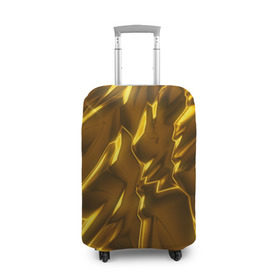 Чехол для чемодана 3D с принтом Золотые разводы в Новосибирске, 86% полиэфир, 14% спандекс | двустороннее нанесение принта, прорези для ручек и колес | abstraction | gold | rich | texture | богатство | золотая абстракция | золото | кубики | текстура
