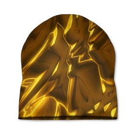 Шапка 3D с принтом Золотые разводы в Новосибирске, 100% полиэстер | универсальный размер, печать по всей поверхности изделия | abstraction | gold | rich | texture | богатство | золотая абстракция | золото | кубики | текстура