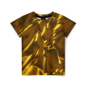 Детская футболка 3D с принтом Золотые разводы в Новосибирске, 100% гипоаллергенный полиэфир | прямой крой, круглый вырез горловины, длина до линии бедер, чуть спущенное плечо, ткань немного тянется | abstraction | gold | rich | texture | богатство | золотая абстракция | золото | кубики | текстура