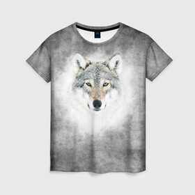 Женская футболка 3D с принтом Wolf в Новосибирске, 100% полиэфир ( синтетическое хлопкоподобное полотно) | прямой крой, круглый вырез горловины, длина до линии бедер | animal | snow | волк | животные | снег | хищник