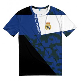 Мужская футболка 3D с принтом Real Madrid 2018 Sport Version в Новосибирске, 100% полиэфир | прямой крой, круглый вырез горловины, длина до линии бедер | emirates | fc | real madrid | клуб | мяч | реал мадрид