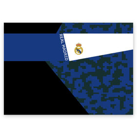 Поздравительная открытка с принтом Real Madrid 2018 Sport Version в Новосибирске, 100% бумага | плотность бумаги 280 г/м2, матовая, на обратной стороне линовка и место для марки
 | Тематика изображения на принте: emirates | fc | real madrid | клуб | мяч | реал мадрид