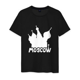 Мужская футболка хлопок с принтом Москва и купола в Новосибирске, 100% хлопок | прямой крой, круглый вырез горловины, длина до линии бедер, слегка спущенное плечо. | купола | россия | русский | собор | столица | церковь