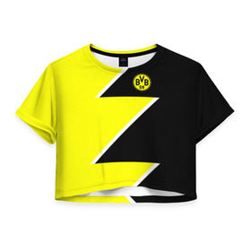 Женская футболка 3D укороченная с принтом Borussia Dortmund 2018 Storm в Новосибирске, 100% полиэстер | круглая горловина, длина футболки до линии талии, рукава с отворотами | боруссия | дортмунд