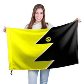 Флаг 3D с принтом Borussia Dortmund 2018 Storm в Новосибирске, 100% полиэстер | плотность ткани — 95 г/м2, размер — 67 х 109 см. Принт наносится с одной стороны | боруссия | дортмунд