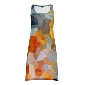 Платье-майка 3D с принтом Мозаика в блеске в Новосибирске, 100% полиэстер | полуприлегающий силуэт, широкие бретели, круглый вырез горловины, удлиненный подол сзади. | abstraction | абстракция | геометрия | грани | линии | полигоны | розовый | сочетания | текстура | треугольники