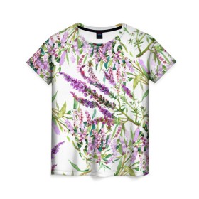 Женская футболка 3D с принтом Лаванда в Новосибирске, 100% полиэфир ( синтетическое хлопкоподобное полотно) | прямой крой, круглый вырез горловины, длина до линии бедер | vppdgryphon | арт | лаванда | лес | тропики | франция | цветок | цветы
