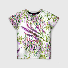 Детская футболка 3D с принтом Лаванда в Новосибирске, 100% гипоаллергенный полиэфир | прямой крой, круглый вырез горловины, длина до линии бедер, чуть спущенное плечо, ткань немного тянется | vppdgryphon | арт | лаванда | лес | тропики | франция | цветок | цветы
