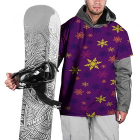 Накидка на куртку 3D с принтом Зимние снежинки в Новосибирске, 100% полиэстер |  | новогодний | паттерн | разноцветный | снег