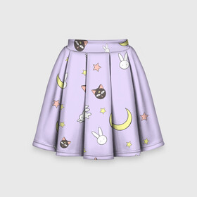 Детская юбка-солнце 3D с принтом Сейлор Мур в Новосибирске, 100% полиэстер | Эластичный пояс, крупные складки | cat | sailor moon | киса | кот | луна | сейлор мун | сэйлор мун