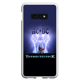 Чехол для Samsung S10E с принтом AC DC Тор молнии в Новосибирске, Силикон | Область печати: задняя сторона чехла, без боковых панелей | ac dc | acdc | ангус янг | блюз рок | группа | крис слэйд | рок | рок н ролл | стиви янг | хард рок | эксл роуз