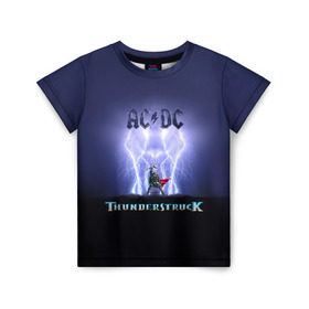 Детская футболка 3D с принтом AC DC Тор молнии в Новосибирске, 100% гипоаллергенный полиэфир | прямой крой, круглый вырез горловины, длина до линии бедер, чуть спущенное плечо, ткань немного тянется | ac dc | acdc | ангус янг | блюз рок | группа | крис слэйд | рок | рок н ролл | стиви янг | хард рок | эксл роуз