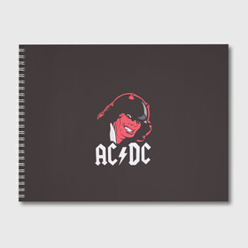 Альбом для рисования с принтом Чёрт AC DC в Новосибирске, 100% бумага
 | матовая бумага, плотность 200 мг. | Тематика изображения на принте: ac dc | acdc | ангус янг | блюз рок | крис слэйд | рок группа | рок н ролл | стиви янг | хард рок | эксл роуз