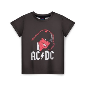 Детская футболка 3D с принтом Чёрт AC/DC в Новосибирске, 100% гипоаллергенный полиэфир | прямой крой, круглый вырез горловины, длина до линии бедер, чуть спущенное плечо, ткань немного тянется | ac dc | acdc | ангус янг | блюз рок | крис слэйд | рок группа | рок н ролл | стиви янг | хард рок | эксл роуз