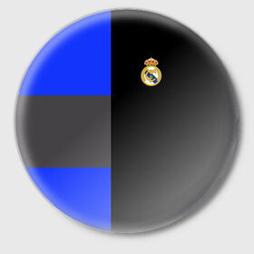 Значок с принтом Real Madrid 2018 Black Version в Новосибирске,  металл | круглая форма, металлическая застежка в виде булавки | emirates | fc | real madrid | клуб | мяч | реал мадрид