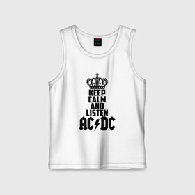 Детская майка хлопок с принтом Keep calm and listen AC/DC в Новосибирске,  |  | ac dc | acdc | австралийская | альбом | ангус янг | блюз рок | гитара | головы | группа | крис слэйд | музыканты | надпись | певцы | рок | рок н ролл | стиви янг | хард рок | эксл роуз