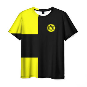 Мужская футболка 3D с принтом FC Borussia Dortmund Black в Новосибирске, 100% полиэфир | прямой крой, круглый вырез горловины, длина до линии бедер | боруссия | дортмунд