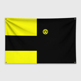 Флаг-баннер с принтом FC Borussia Dortmund Black в Новосибирске, 100% полиэстер | размер 67 х 109 см, плотность ткани — 95 г/м2; по краям флага есть четыре люверса для крепления | боруссия | дортмунд