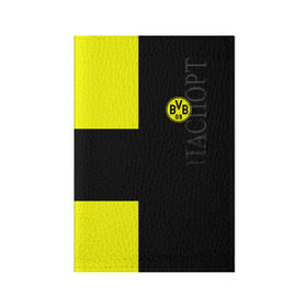 Обложка для паспорта матовая кожа с принтом FC Borussia Dortmund Black в Новосибирске, натуральная матовая кожа | размер 19,3 х 13,7 см; прозрачные пластиковые крепления | боруссия | дортмунд