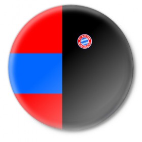 Значок с принтом FC Bayern 2018 Black Version в Новосибирске,  металл | круглая форма, металлическая застежка в виде булавки | Тематика изображения на принте: 