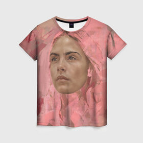 Женская футболка 3D с принтом Кара Делевинь 4 в Новосибирске, 100% полиэфир ( синтетическое хлопкоподобное полотно) | прямой крой, круглый вырез горловины, длина до линии бедер | Тематика изображения на принте: 