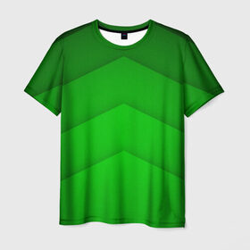 Мужская футболка 3D с принтом Зеленые полосы в Новосибирске, 100% полиэфир | прямой крой, круглый вырез горловины, длина до линии бедер | абстракция | геометрия | зеленый | модные.мода | пирамиды | полосы.линии | тренды | треугольники | узоры