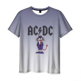 Мужская футболка 3D с принтом AC/DC чертенок в Новосибирске, 100% полиэфир | прямой крой, круглый вырез горловины, длина до линии бедер | Тематика изображения на принте: 