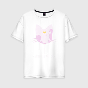 Женская футболка хлопок Oversize с принтом Artemis в Новосибирске, 100% хлопок | свободный крой, круглый ворот, спущенный рукав, длина до линии бедер
 | anime | sailor moon | аниме | сейлор мун