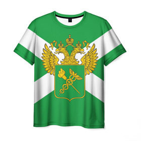 Мужская футболка 3D с принтом Таможня в Новосибирске, 100% полиэфир | прямой крой, круглый вырез горловины, длина до линии бедер | герб | граница | пограничник | таможенник | таможенное дело | флаг