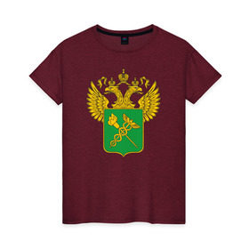 Женская футболка хлопок с принтом Герб Таможни в Новосибирске, 100% хлопок | прямой крой, круглый вырез горловины, длина до линии бедер, слегка спущенное плечо | день таможенника | таможенное дело | таможня