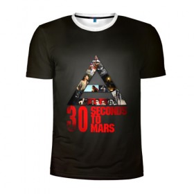 Мужская футболка 3D спортивная с принтом Группа 30 Seconds to Mars в Новосибирске, 100% полиэстер с улучшенными характеристиками | приталенный силуэт, круглая горловина, широкие плечи, сужается к линии бедра | 