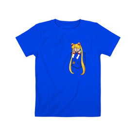 Детская футболка хлопок с принтом Little Pocket Moon в Новосибирске, 100% хлопок | круглый вырез горловины, полуприлегающий силуэт, длина до линии бедер | anime | sailor moon | аниме | сейлор мун