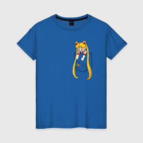 Женская футболка хлопок с принтом Little Pocket Moon в Новосибирске, 100% хлопок | прямой крой, круглый вырез горловины, длина до линии бедер, слегка спущенное плечо | anime | sailor moon | аниме | сейлор мун