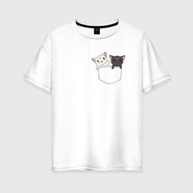 Женская футболка хлопок Oversize с принтом Кисы в Новосибирске, 100% хлопок | свободный крой, круглый ворот, спущенный рукав, длина до линии бедер
 | anime | cat | sailor moon | аниме | кисы | сейлор мун