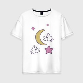 Женская футболка хлопок Oversize с принтом Луна в Новосибирске, 100% хлопок | свободный крой, круглый ворот, спущенный рукав, длина до линии бедер
 | anime | sailor moon | аниме | сейлор мун