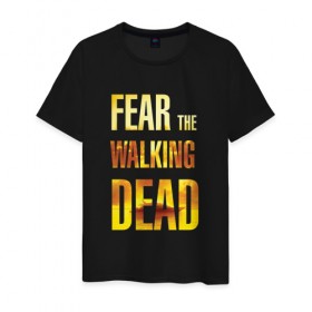Мужская футболка хлопок с принтом Fear the walking dead в Новосибирске, 100% хлопок | прямой крой, круглый вырез горловины, длина до линии бедер, слегка спущенное плечо. | 