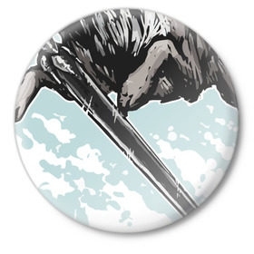 Значок с принтом The Swordswolf в Новосибирске,  металл | круглая форма, металлическая застежка в виде булавки | дарк соулс