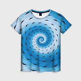 Женская футболка 3D с принтом Галлюцинация Спираль в Новосибирске, 100% полиэфир ( синтетическое хлопкоподобное полотно) | прямой крой, круглый вырез горловины, длина до линии бедер | линии | узоры