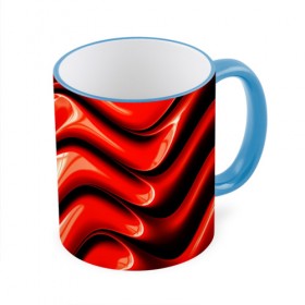 Кружка с принтом Жидкие металл (красный) в Новосибирске, керамика | ёмкость 330 мл | абстракция | блеск | блики | краска | линии | металл | отражение | узоры