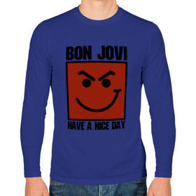 Мужской лонгслив хлопок с принтом Bon Jovi, have a nice day в Новосибирске, 100% хлопок |  | bon jovi | бон | бон джови | глэм | группа | джови | джон | метал | рок | хард