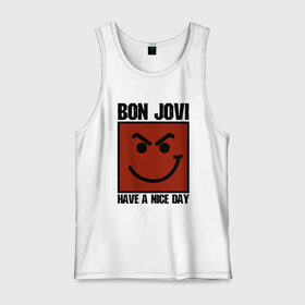 Мужская майка хлопок с принтом Bon Jovi, have a nice day в Новосибирске, 100% хлопок |  | Тематика изображения на принте: bon jovi | бон | бон джови | глэм | группа | джови | джон | метал | рок | хард