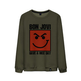Мужской свитшот хлопок с принтом Bon Jovi, have a nice day в Новосибирске, 100% хлопок |  | bon jovi | бон | бон джови | глэм | группа | джови | джон | метал | рок | хард