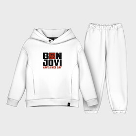 Детский костюм хлопок Oversize с принтом Bon Jovi, have a nice day в Новосибирске,  |  | bon jovi | бон | бон джови | глэм | группа | джови | джон | метал | рок | хард