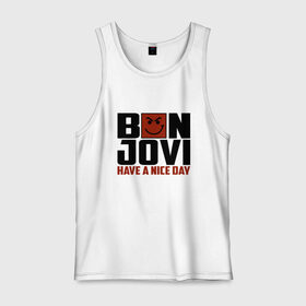 Мужская майка хлопок с принтом Bon Jovi, have a nice day в Новосибирске, 100% хлопок |  | Тематика изображения на принте: bon jovi | бон | бон джови | глэм | группа | джови | джон | метал | рок | хард