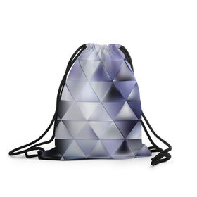 Рюкзак-мешок 3D с принтом Metallic triangles в Новосибирске, 100% полиэстер | плотность ткани — 200 г/м2, размер — 35 х 45 см; лямки — толстые шнурки, застежка на шнуровке, без карманов и подкладки | текстура | треугольник